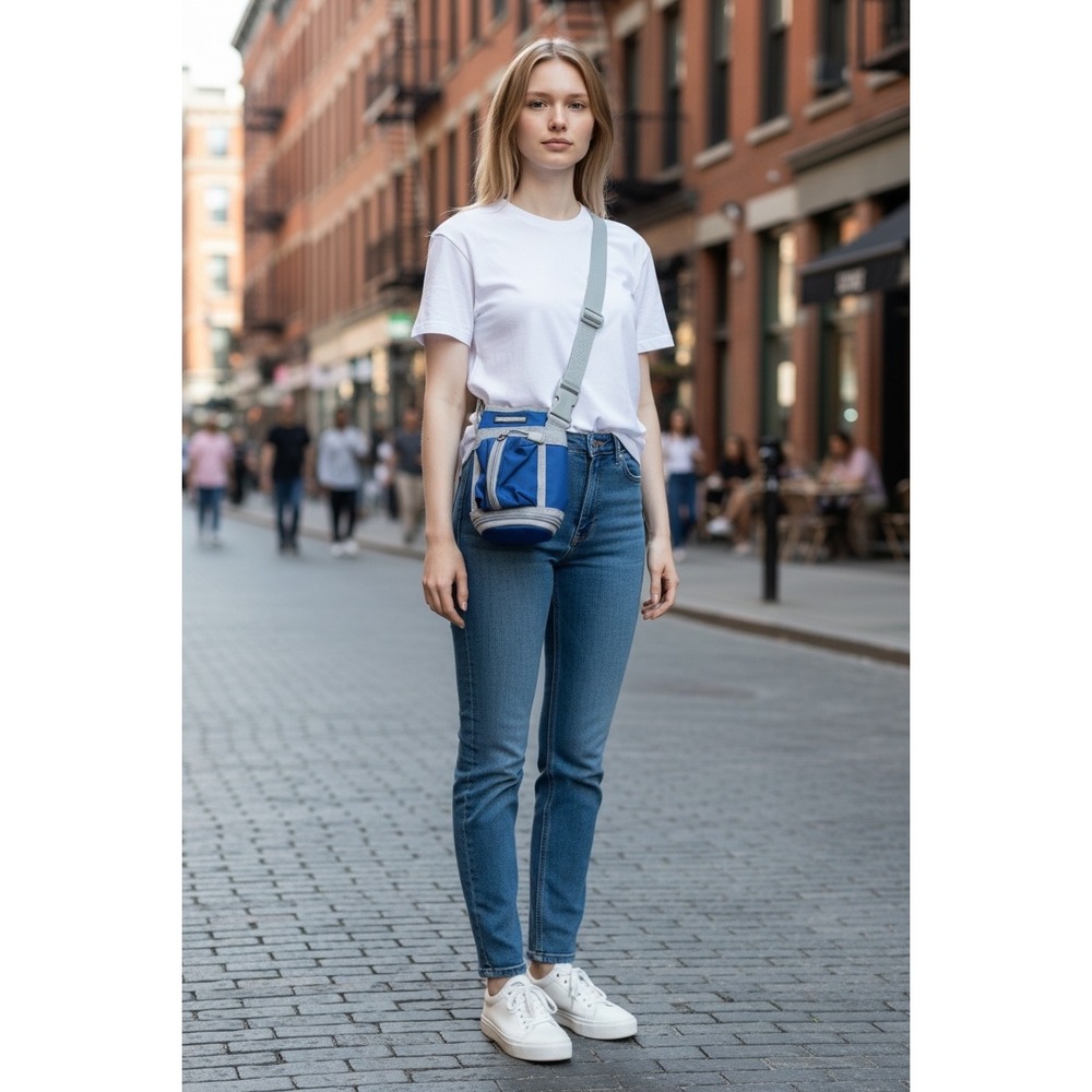 Extreme Mini Crossbody Bag Blue Grey Canvas Utility Pouch Festival Travel Bag